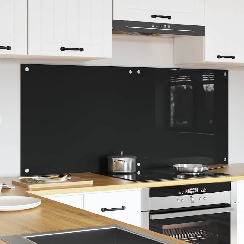 Kitchen Backsplash Black 70 x 60 cm Tempered Glass